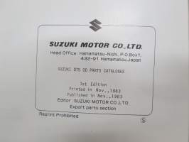 Suzuki DT5 outboard parts catalogue 1983-11, illustrations / perämoottori, varaosaluettelo räjäytyskuvineen