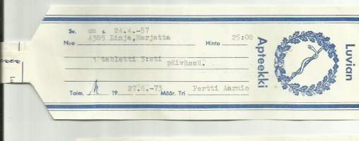 Luvian  Apteekki  , resepti  signatuuri  1973
