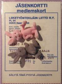 Liiketyöntekijäin Liitto r.y. Jäsenkortti. Liittymisaika 9.4.1981.