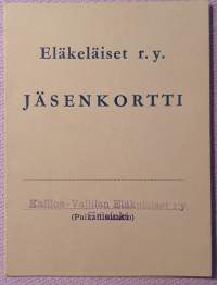 Eläkeläiset r.y. jäsenkortti. Liittymisaika 29.6.1964