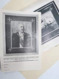 Presidenttikehys - Svinhufvud - Oy Agentor Ab - Koteja kodittomille lapsille -kampanjamateriaalia, suosituskirje Juhani Korpivaara -omakätinen nimikirjoitus