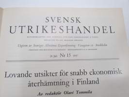 Svensk Utrikeshandel 1947 nr 15, ruotsalainen ulkomaankaupan lehti - Sveriges Allmänna Exportförening -julkaisu