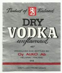 Dry Vodka  Alko 015   - viinaetiketti