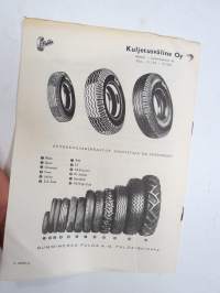 Kuljetusväline Oy, Hinnasto 1.4.1953, renkaita, kärryjä, nostolaitteita