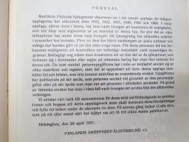 Suomen Merikapteenit - Elämäkerrallisia tietoja, Finlands Sjökaptener - Biografiska uppgifter 1971 -matrikkeli -finnish master mariners