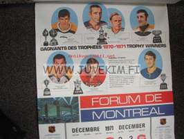 Club De Hockey Canadien 1970-1971 / Forum De Montreal / 1971-1972 -kalenteri / juliste (42x46 cm)