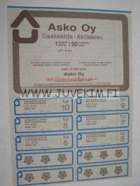 Asko Oy, Lahti 1989, 50 mk -osakekirja