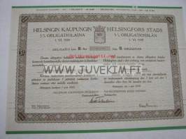 Helsingin Kaupungin 5% Obligatiolaina 1939, 10 000 mk -obligaatio