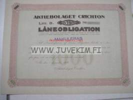 Aktiebolaget Crichton låneobligation 1916, 1 000 mk 5,5%  -obligaatiolaina