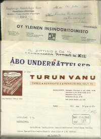 40 kpl erä lähinnä turkulaisia firmalomakkeita alk 1910 - firmalomake