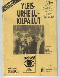 Yleisurheilukilpailut / Hakkarin kansalliset. Sivuja 48. Koko  15 x 21 cm. Mukana Lempäälän   Kisa  ja Kuljun Jyry  järjestäjinä.