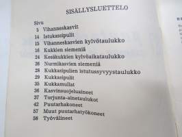 OTK puutarha 1967 - siemen- ja tarvikeluettelo (myös Hako puutarhatraktorit, Stiga Ekonomi - De Luxe ruohonleikkurit &amp; Flymo liitoleikkurit, ym.