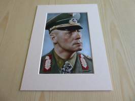 Sotamarsalkka Erwin Rommel, WWII, 2. maailmansota, Saksa. Uusintapainos valokuva, paspiksen koko 15 cm x 20 cm eli helppo kehystää.