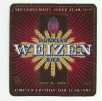 Dunkles Weisen  olut  limited edition  1997 olutetiketti