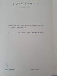 Alitalia lentoyhtiön menu lennolla Milano - Frankfurt.