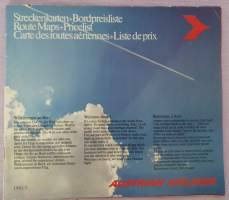 AUSTRIAN AIRLINES route maps -reittikartta 1981. Ei hintalistaa.