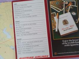 AUSTRIAN AIRLINES route maps -reittikartta 1981. Ei hintalistaa.