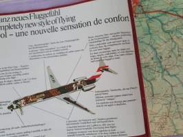 AUSTRIAN AIRLINES route maps -reittikartta 1981. Ei hintalistaa.