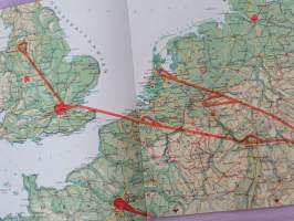 AUSTRIAN AIRLINES route maps -reittikartta 1981. Ei hintalistaa.