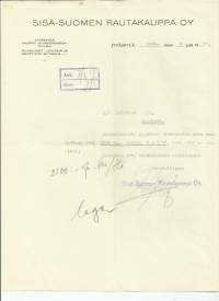 Sisä-Suomen Rautakauppa Oy Jyväskylä 1927  - firmalomake