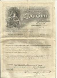 Keskinäinen Henkivakuutusyhtiö Suomi 1950  - vakuutuskirja
