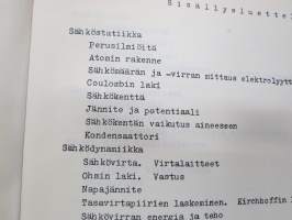 Teknillisen opiston Fysiikka - Sähköoppi