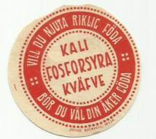 Kali Fosforsyra Kväfve  -  tuote-etiketti (Björkell lito)