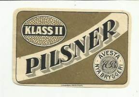 Pilsner Klass II -  olutetiketti Litografiska Ab Norrköping