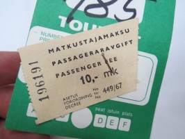 Boarding Pass - Tarkastuskortti - Kontrollkort / Matkustajamaksu / Passageraravgift / Passenger fee 10 mk nr 196191
