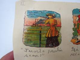 Siirtokuvia 1900-luvun alusta ruutupaperille kiinnitettyinä -lapsi kirjoittanut kuvatekstit