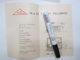 VEL nr 12 - Tyyppi &quot;Pellervo&quot; -tyyppitalo 51,0 neliömetriä  -pohjapiirustus 1:200 / mainosesite