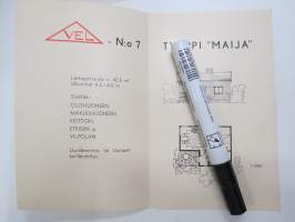 VEL nr 7 - Tyyppi &quot;Maija&quot; -tyyppitalo 42,5 neliömetriä  -pohjapiirustus 1:200 / mainosesite