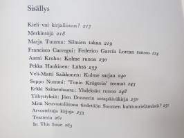 Parnasso 1961 nr 5, Marju Tuurna runoja, aarni Krohn, Federico Garcia Lorca´n runous, Seppo Nummi - Tonio Krögerin teemat, Jörn Donnerin sotapäiväkirja, ym.