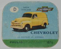 Pakettiauto Chevrolet Paulig keräilykortti