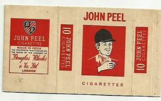 John Peel-  tupakka-aski saumoista avattu tupakkaetiketti