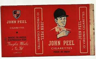 John Peel-  tupakka-aski saumoista avattu tupakkaetiketti