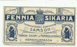 Fennia sikaria   - tupakkaetiketti