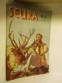 Seura 1954 / 14. 7/4.. sis mm Kansikuva poroemäntä.Kun onni potkaisi, Kurt Löfgren. Ester Toivonen artikkeli. Simenon, Seitsemän pientä ristiä.ym