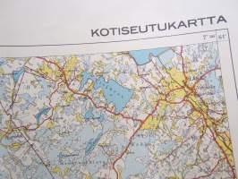 Uutis-Valjakko - lehden Kotiseutukartta 1962, lehden levikkialue / kulmapaikat Pyhämaa - Yläne - Parainen - Houtskari -pohjana Suomen taloudellinen kartta 1925