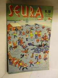 Seura 1954 / 50. 15.12. sis mm, Päteviä pärinäpoikia, kuvitettu artikkeli. Agatha Christie; Määränpää hämärässä osa 1.Totuus Kemijärvestä.. ym