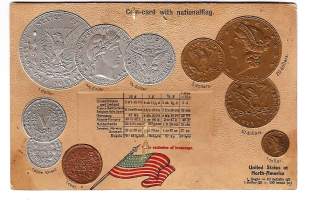 USA kolikot  1902 - postikortti kohopainokortti rahakortti  kulkematon