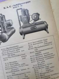 Senior -lypsykoneen käyttöohje ja varaosaluettelo 1951. S.A.C. product.