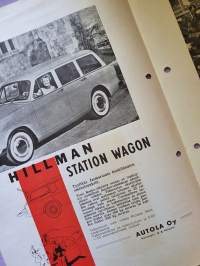 HILLMAN -minx de luxe saloon, -station wagon, -husky ja SUNBEAM rapier -myyntiesite. AUTOLA Oy