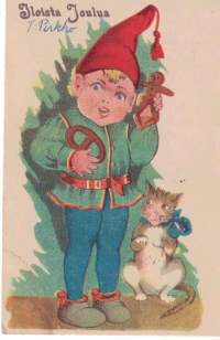 Tuberkuloossiliiton    joulumerkki  kortissa.v. 1950. Äiti ja lapsi, piirtänyt Martta Wendelin