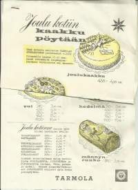 Joulu kotiin kaakku pöytään - Tarmola  mainos 1962   2 sivua