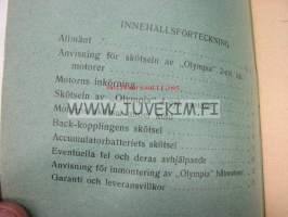 Anvisning för skötsel och inmontering av Olympia 2- och 4-cyl. Båtmotorer (Maamoottori käyttöohje ruotsiksi, alkuperäinen)