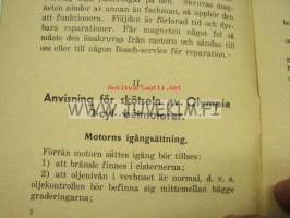 Anvisning för skötsel och inmontering av Olympia 2- och 4-cyl. Båtmotorer (Maamoottori käyttöohje ruotsiksi, alkuperäinen)