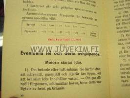 Anvisning för skötsel och inmontering av Olympia 2- och 4-cyl. Båtmotorer (Maamoottori käyttöohje ruotsiksi, alkuperäinen)