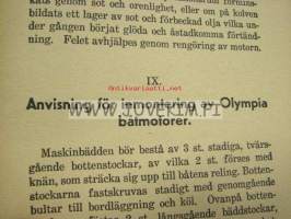 Anvisning för skötsel och inmontering av Olympia 2- och 4-cyl. Båtmotorer (Maamoottori käyttöohje ruotsiksi, alkuperäinen)