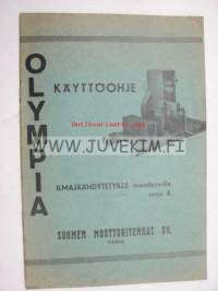 Käyttöohje Olympia ilmajäähdytetyille moottoreille sarja A -suomen ja ruotsinkielinen. Maamoottori  käyttöohje, alkuperäinen